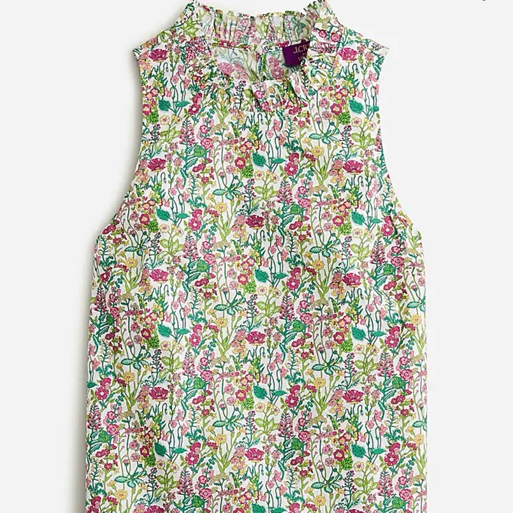 J. Crew Floral Sleeveless Blouse - Pink and Green